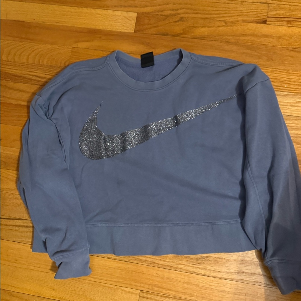 Nike dri-fit cropped Blue‎ Crewneck Women's Sweater